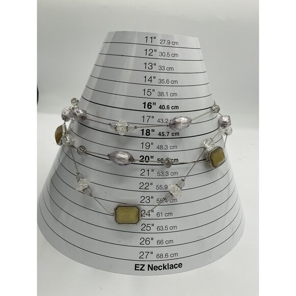 NY Multi Strand Necklace With Yellow Geometric Pendants & Crackle Beads - Picture 4 of 4